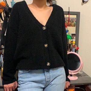 NWOT black chenille cardigan